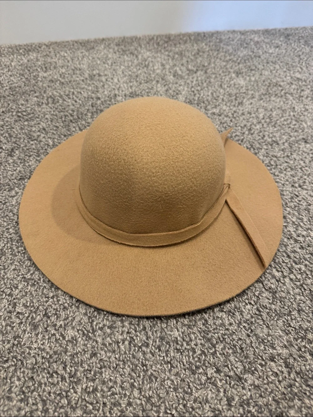 Girls Vintage Wide Brim Floppy Hat Wool Felt with Bow